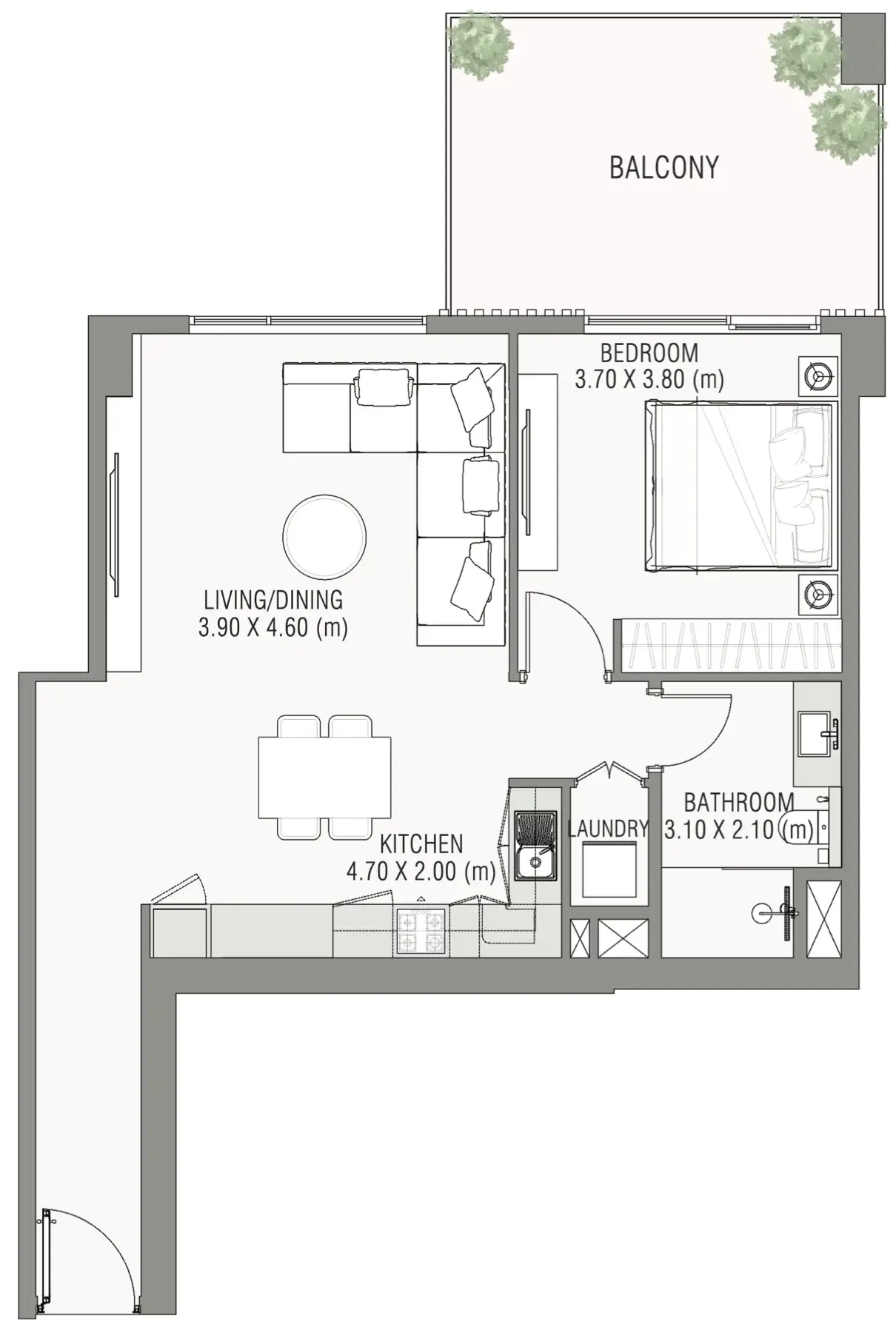 1 bedroom Apartments floor plan at Ayamore Residence