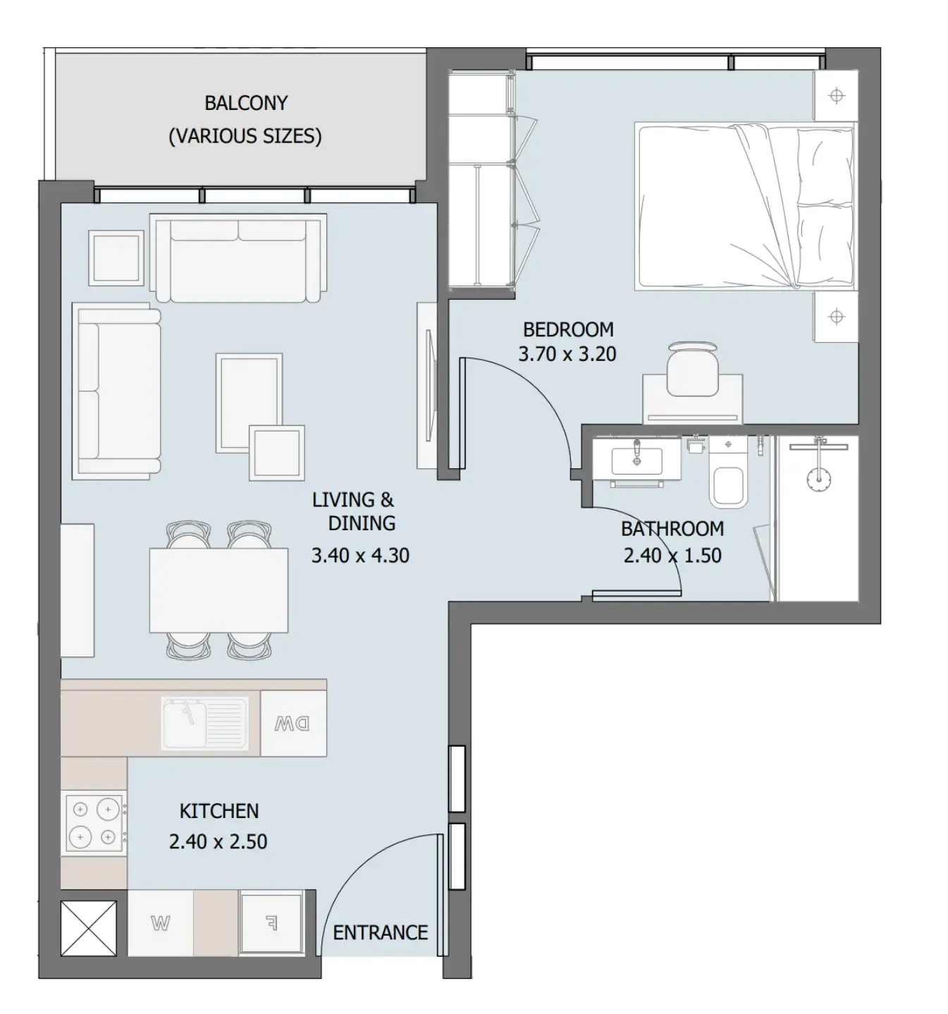 1 bedroom Apartments floor plan at Verdana III