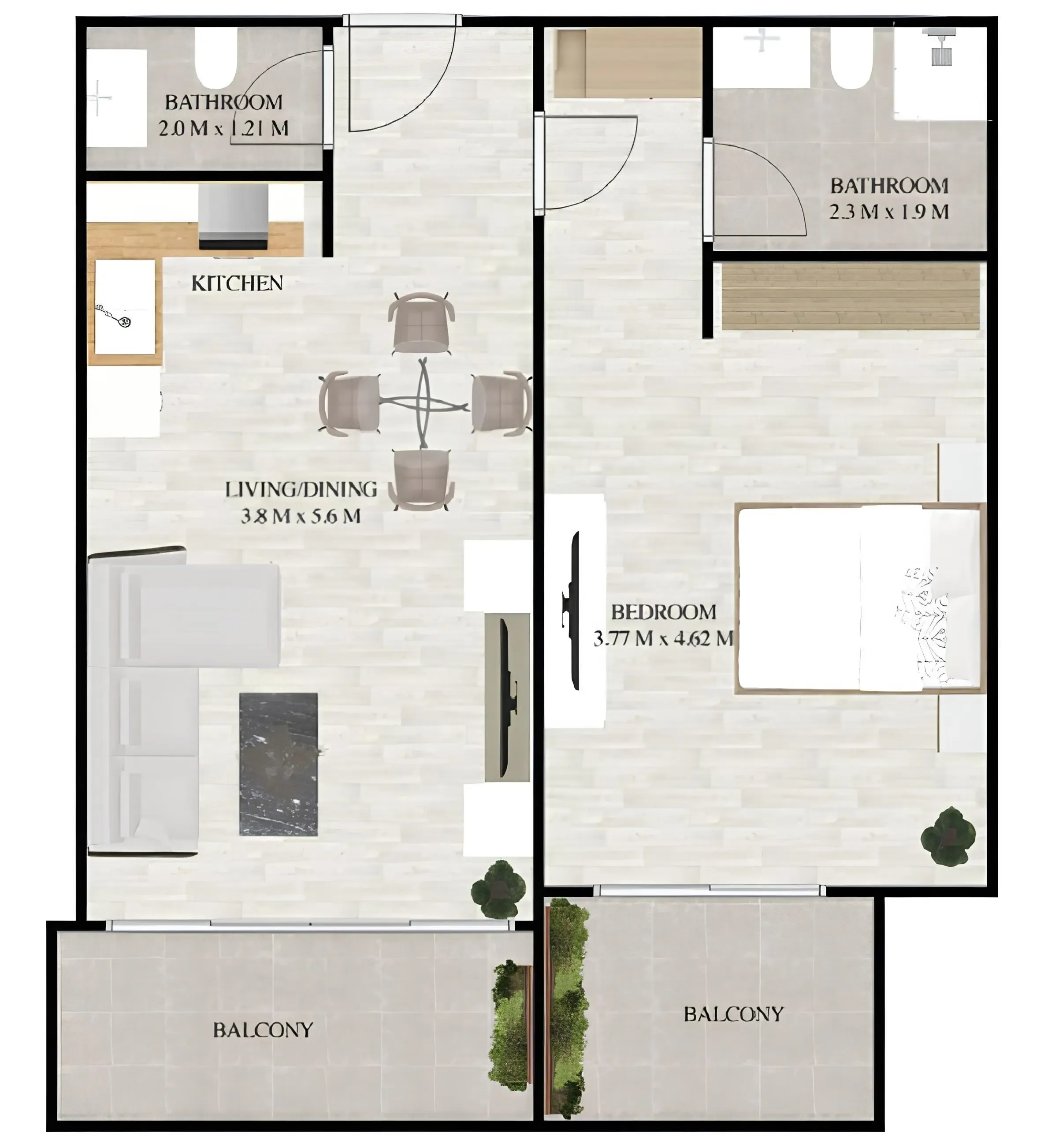 1 bedroom Apartments floor plan at Maimoon Gardens