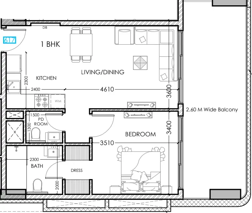 1 bedroom Apartments floor plan at Al Haseen Residences 5