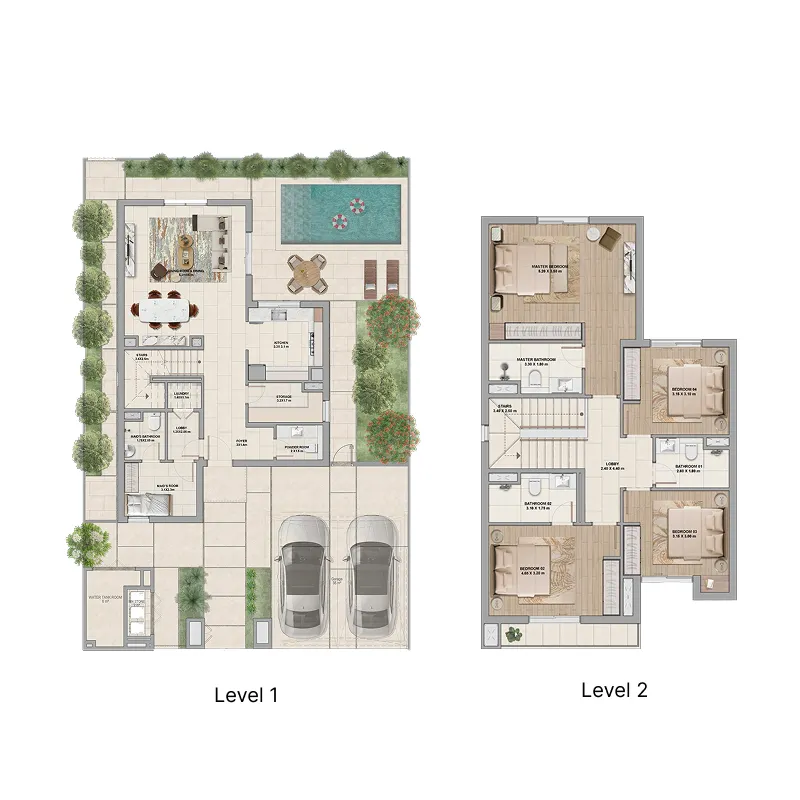 4 bedroom Villa floor plan at Al Ghadeer Gardens