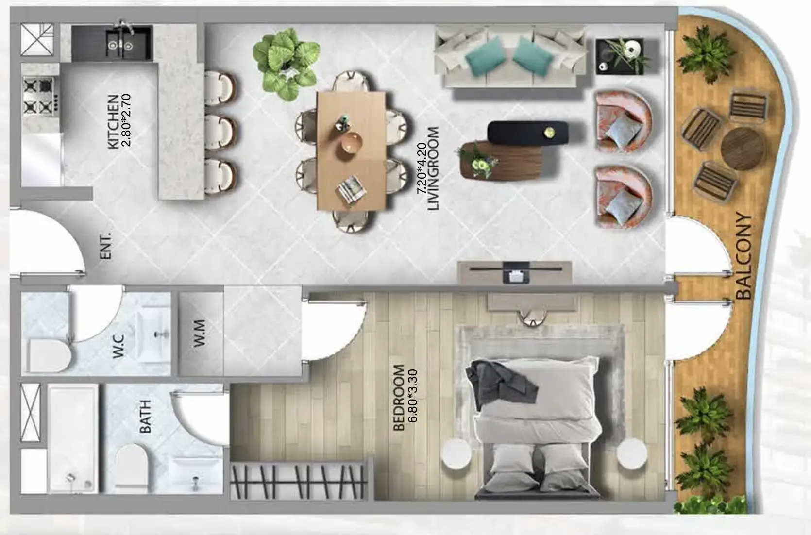 1 bedroom Apartments floor plan at 311 Boulevard