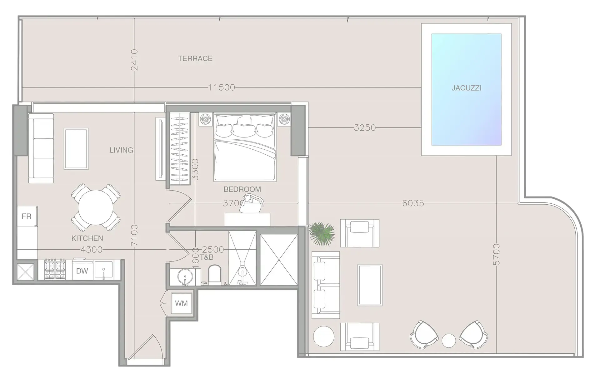 1 bedroom Apartments floor plan at ELAR1S Axis