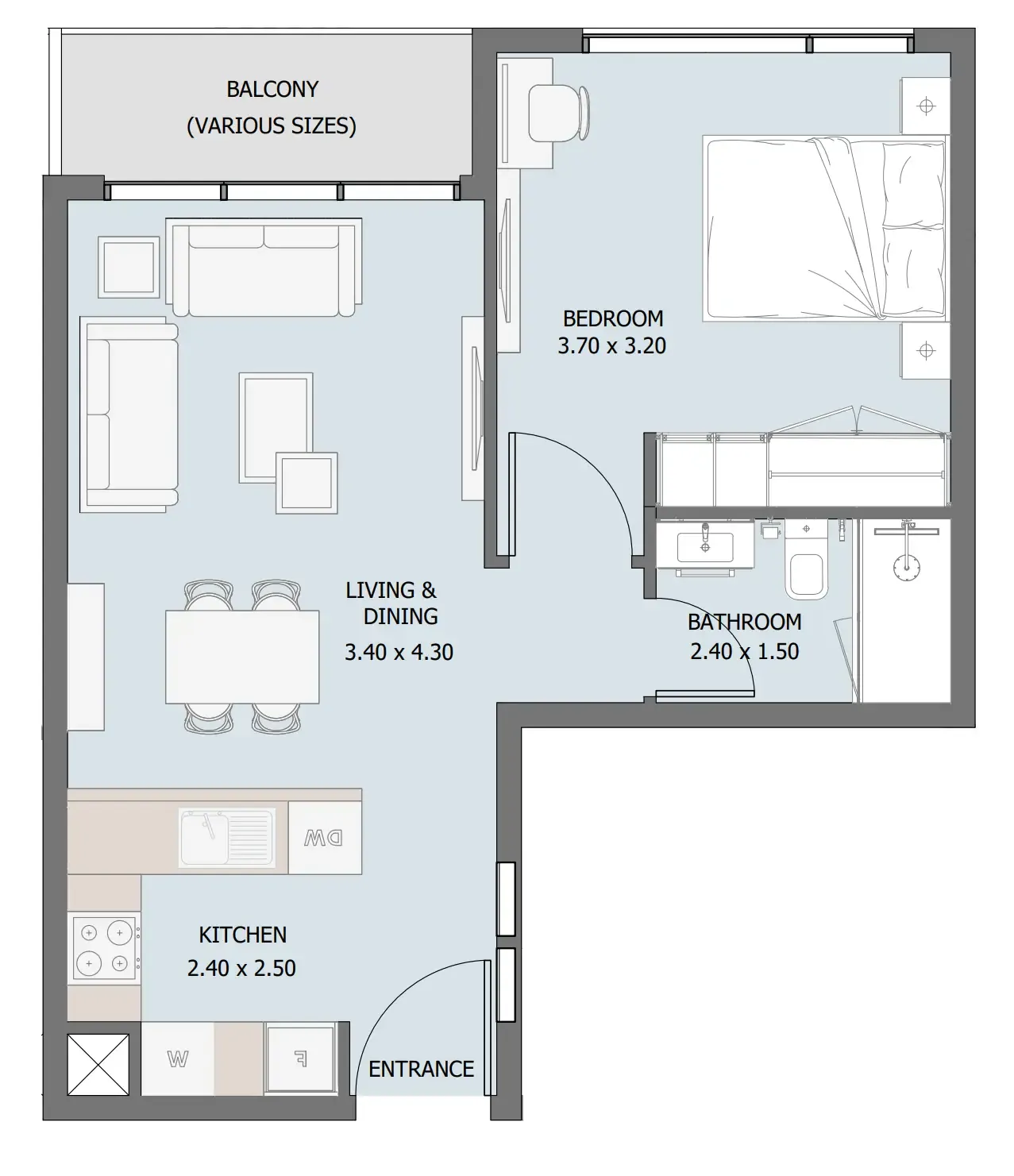 1 bedroom Apartments floor plan at Verdana III