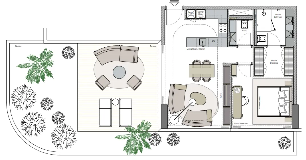 1 bedroom Apartments floor plan at Helvetia Marine by DHG