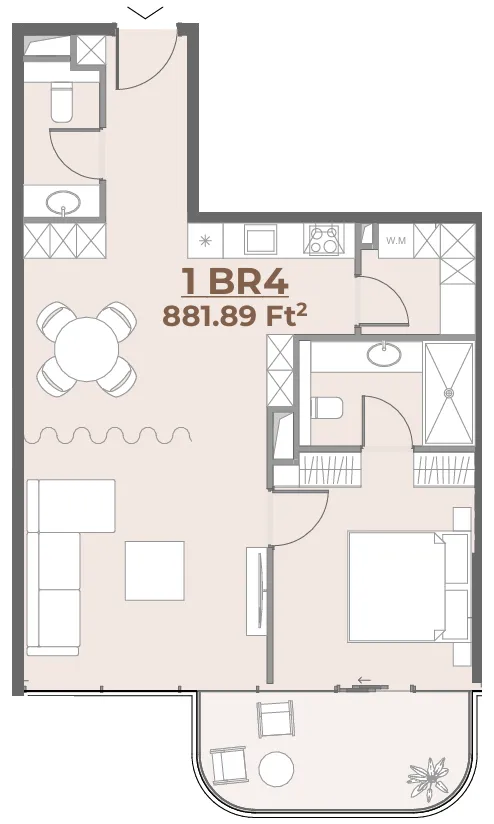 1.5 bedroom Apartments floor plan at House of WELL