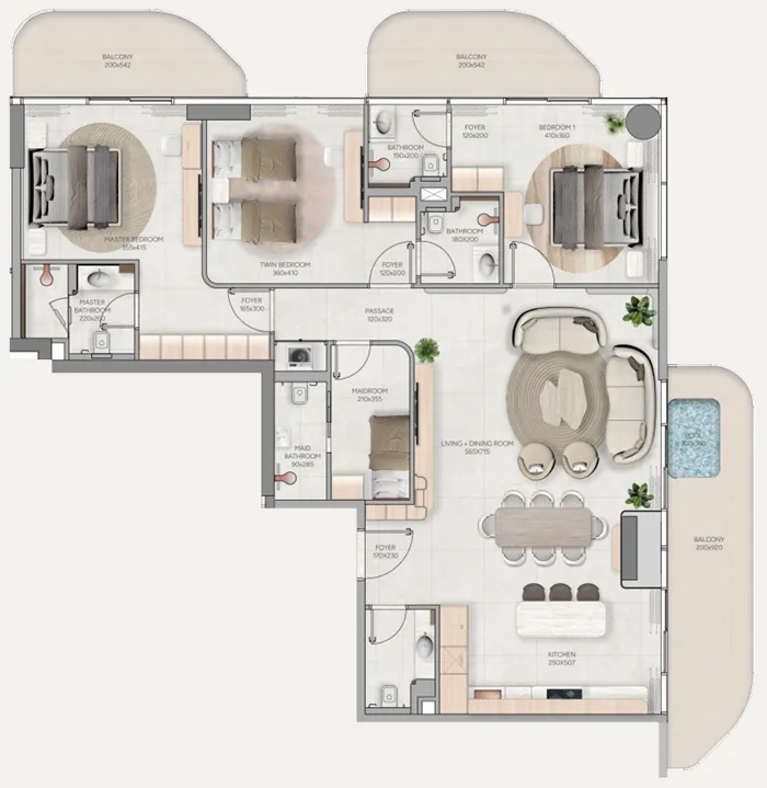 3.5 bedroom Apartments floor plan at Vestoria Bay