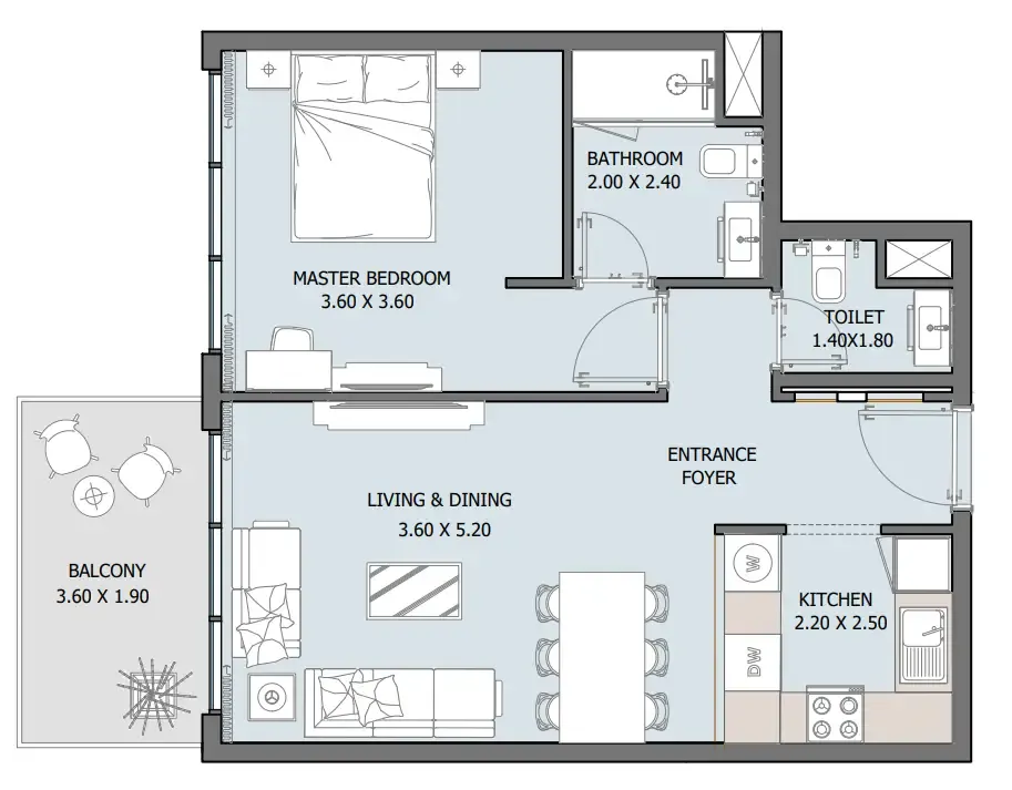 1 bedroom Apartments floor plan at Oceana