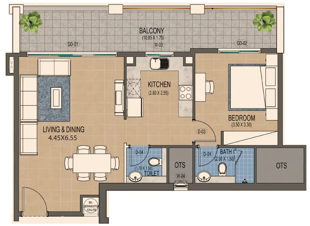 1 bedroom Apartments floor plan at Triana Residences