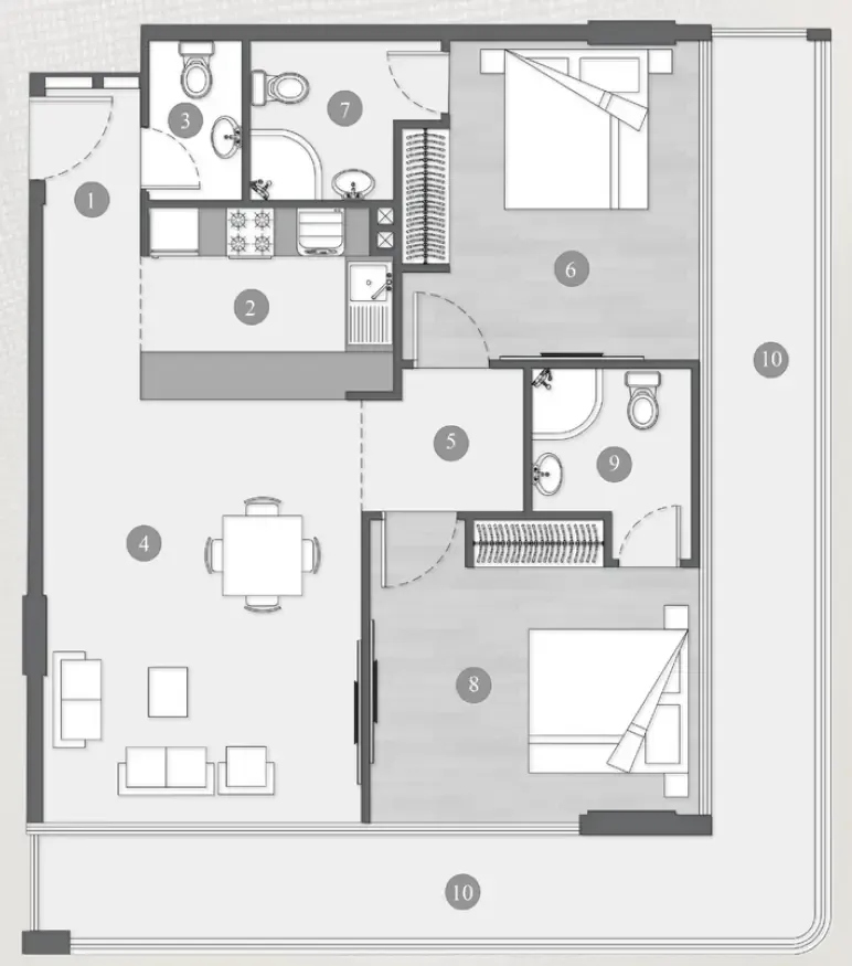 2 bedroom Apartments floor plan at Elevia Residences