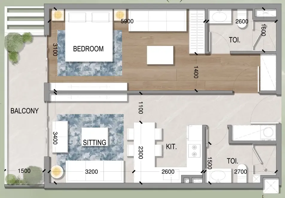 1 bedroom Apartments floor plan at Oasis Residences