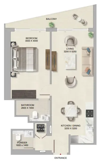 1 bedroom Apartments floor plan at The Tranquil at Sobha Central