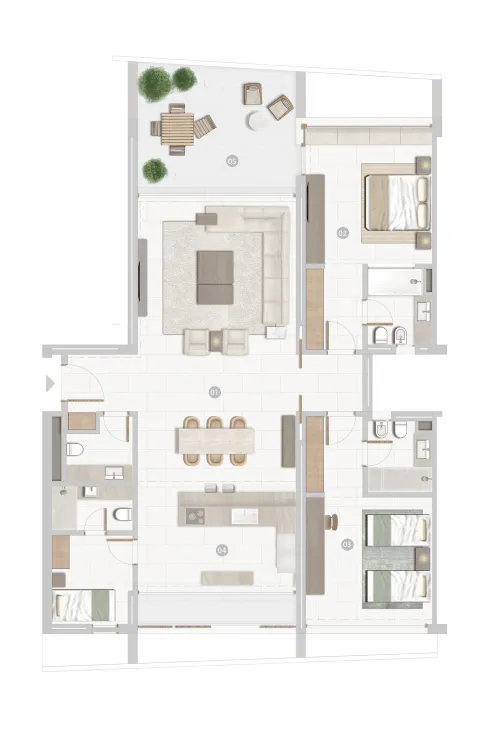 2.5 bedroom Apartments floor plan at Al Zorah Seaside Hills