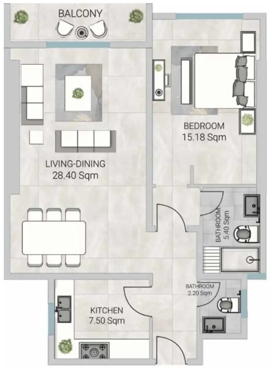 1 bedroom Apartments floor plan at Al Ameera Village 5