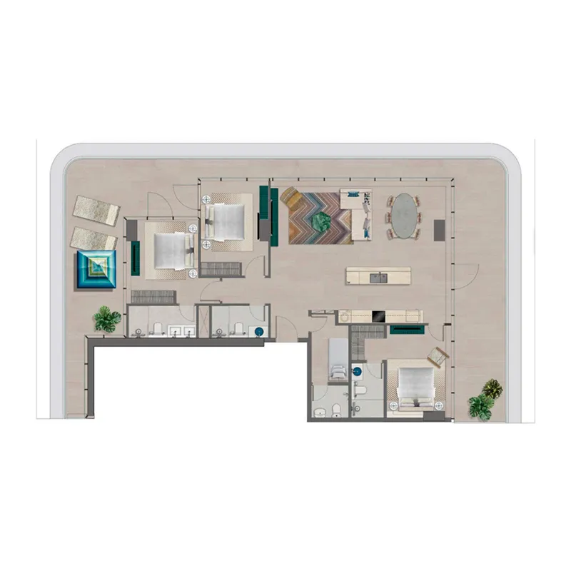 3.5 bedroom Apartments floor plan at Trio Isle