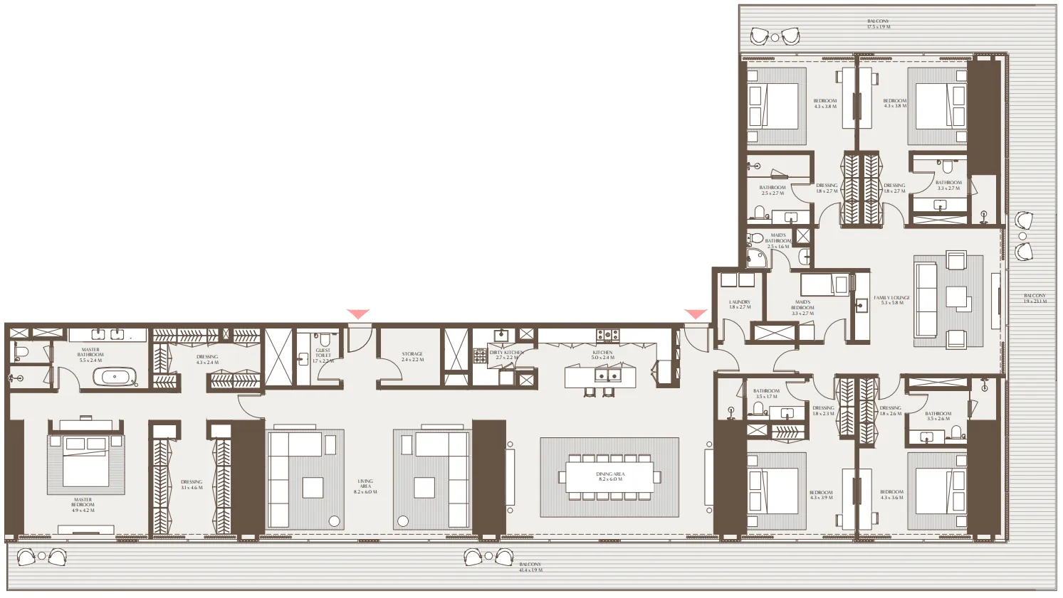 5 bedroom Apartments floor plan at Akala Residences