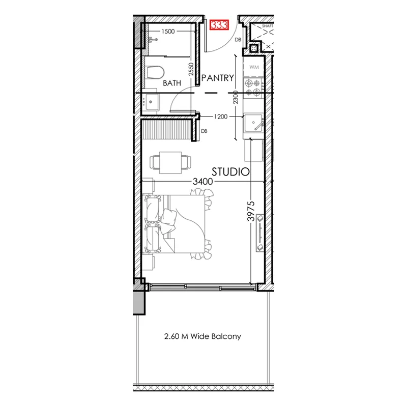 0 bedroom Apartments floor plan at Al Haseen Residences 5