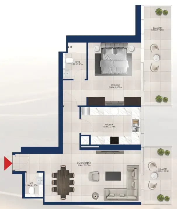 1 bedroom Apartments floor plan at Al Vista