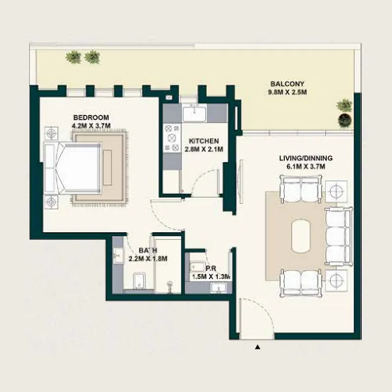1 bedroom Apartments floor plan at Exotica by Al Marina