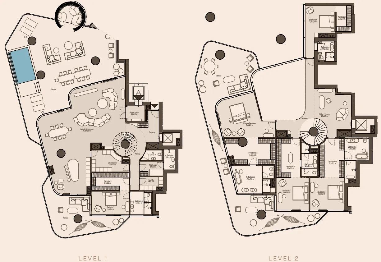 5 bedroom Duplex floor plan at Eywa Way of Water