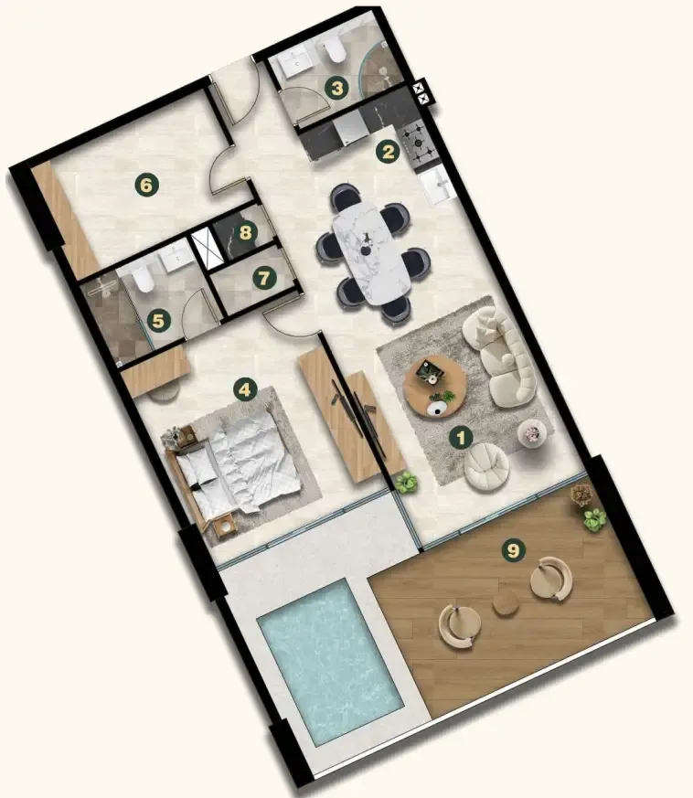 1 bedroom Apartments floor plan at Golf Terrace Residences