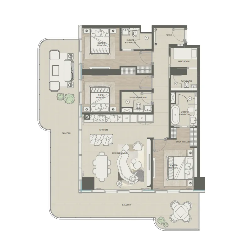 3 bedroom Apartments floor plan at Mondrian Phases 1 and 2
