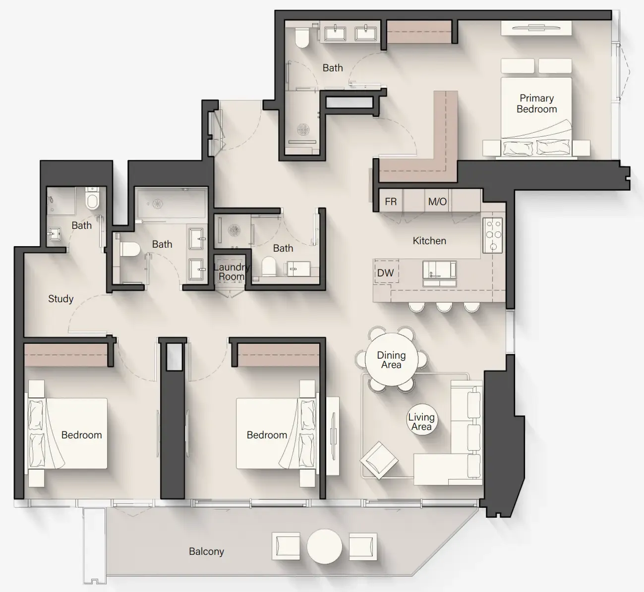 3 bedroom Apartments floor plan at Eltiera Views