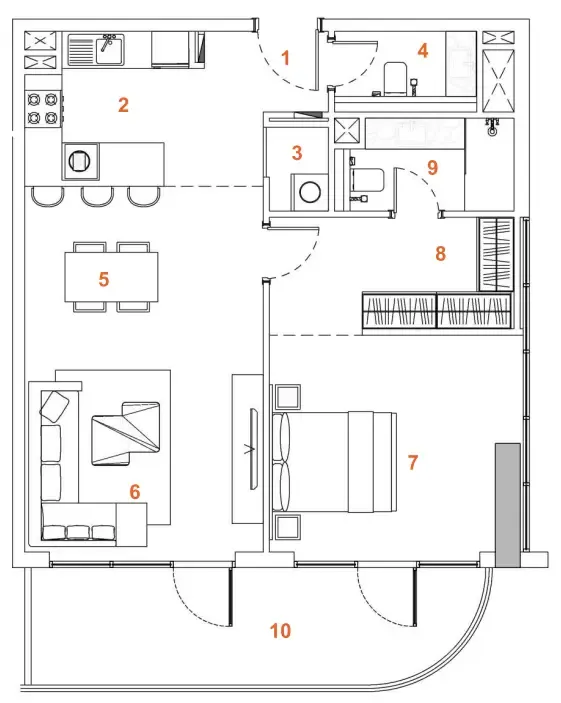 1 bedroom apartments floor plan at The Orchard Place Tower C
