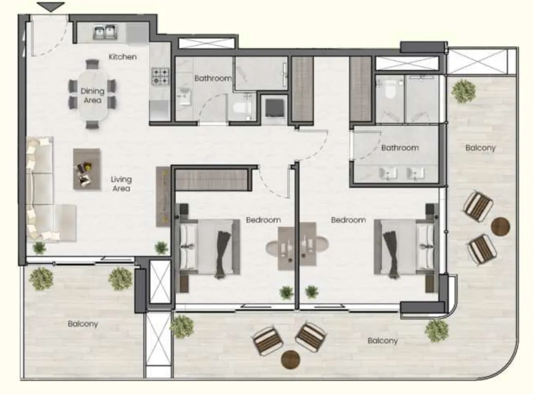 2 bedroom Apartments floor plan at Saddlewood Park