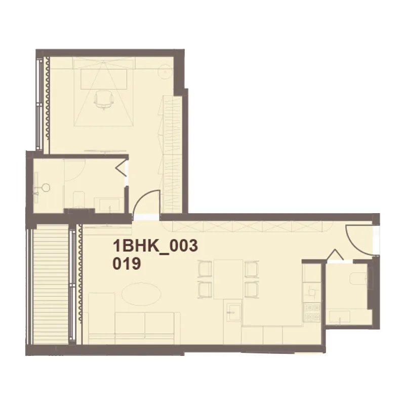 1 bedroom Apartments floor plan at J-Haus Residence