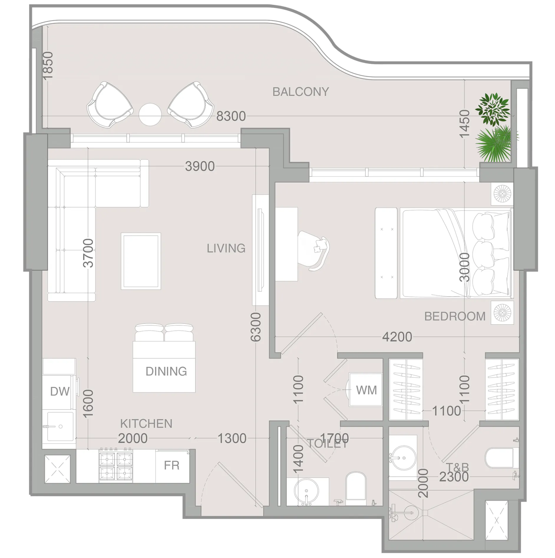 1 bedroom Apartments floor plan at ALTA V1EW