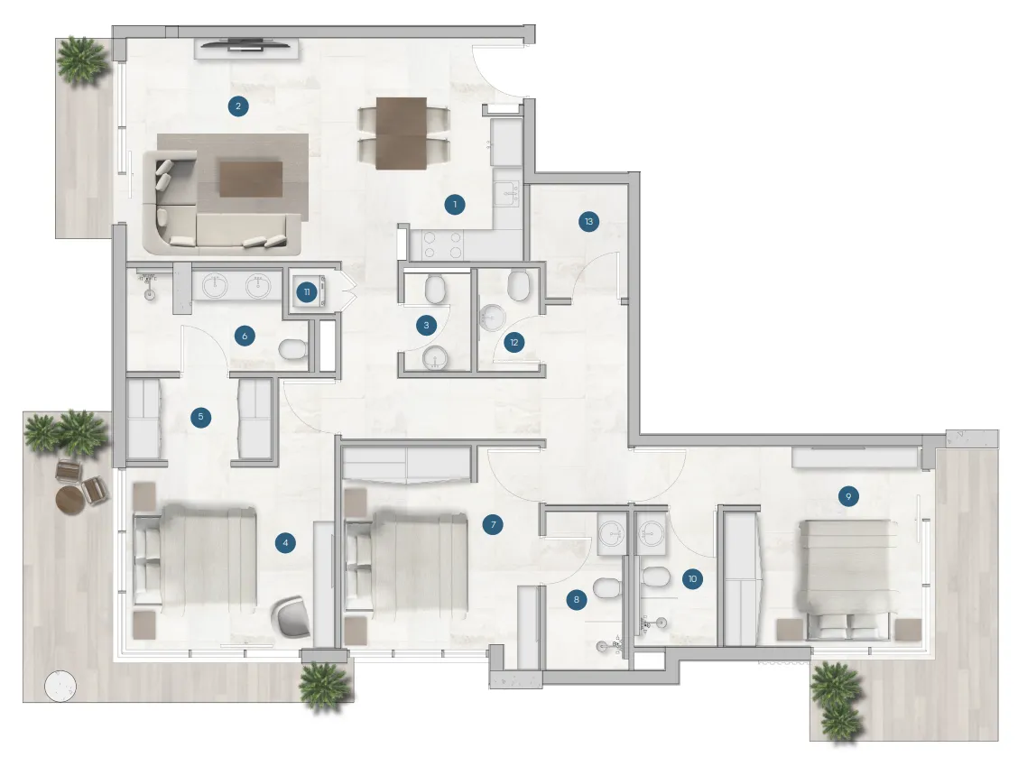 3 bedroom Apartments floor plan at Sola Residences