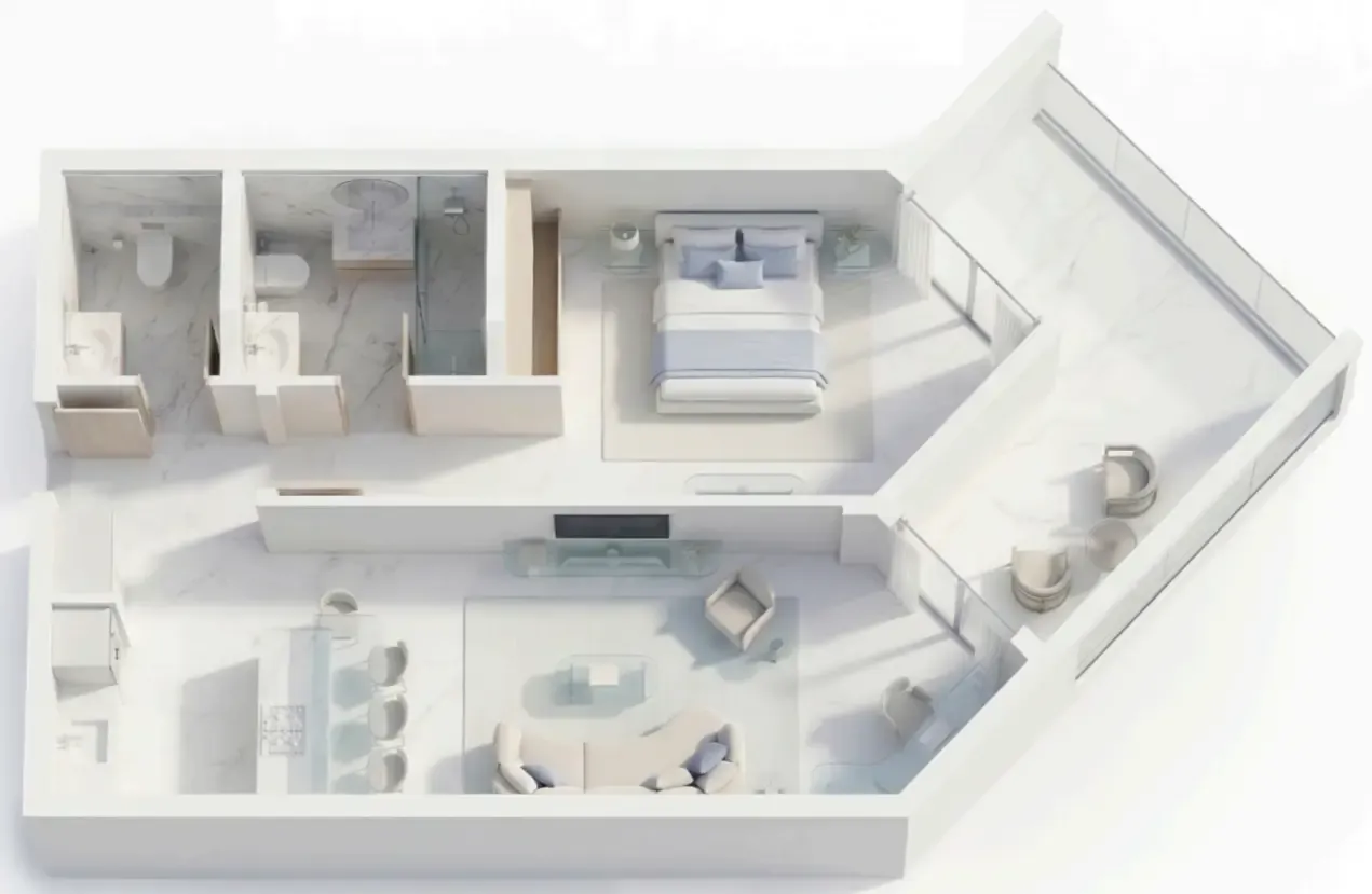 1 bedroom Apartments floor plan at Ice Beach