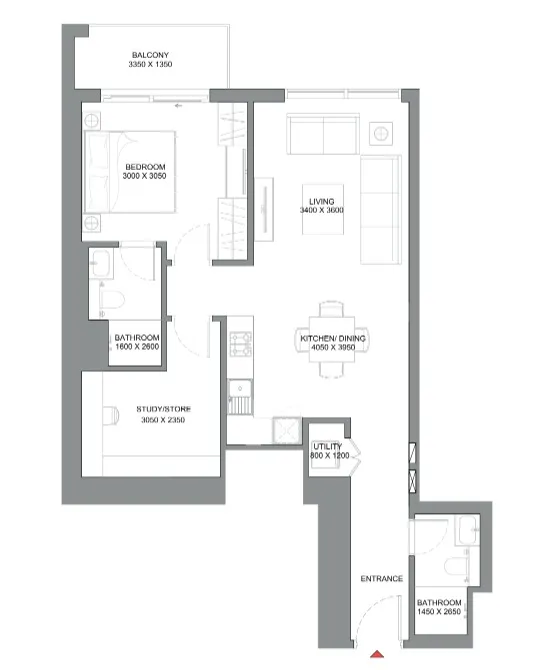 1 bedroom Apartments floor plan at 340 Riverside Crescent