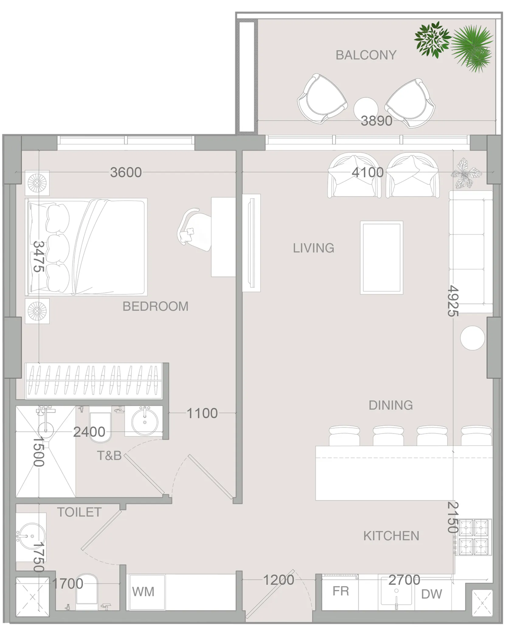 1 bedroom Apartments floor plan at IR1DIAN Park 2