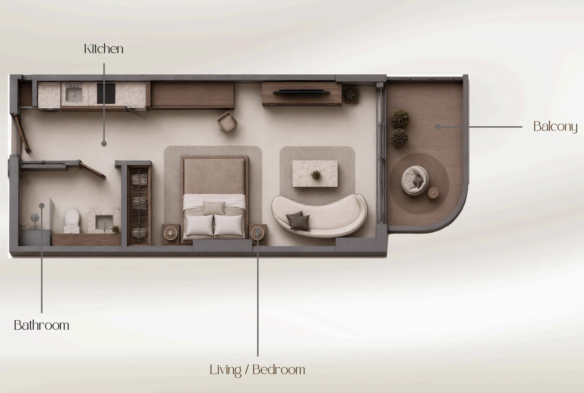 0 bedroom Apartments floor plan at Beverly Crown