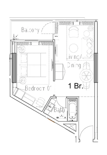 1 bedroom Apartments floor plan at Damac Hills 2 - Hotel Edge by Rotana
