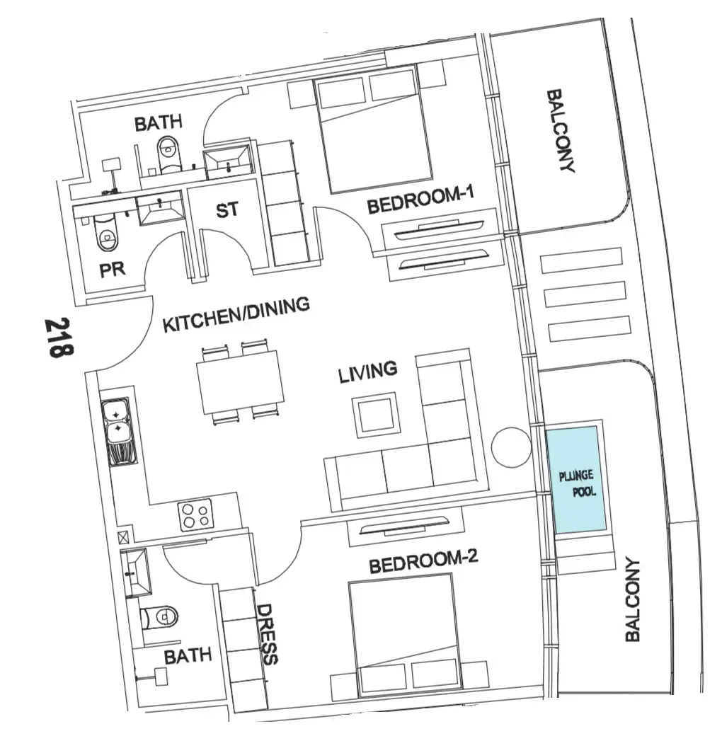 2 bedroom Apartments floor plan at Villa Del Garda