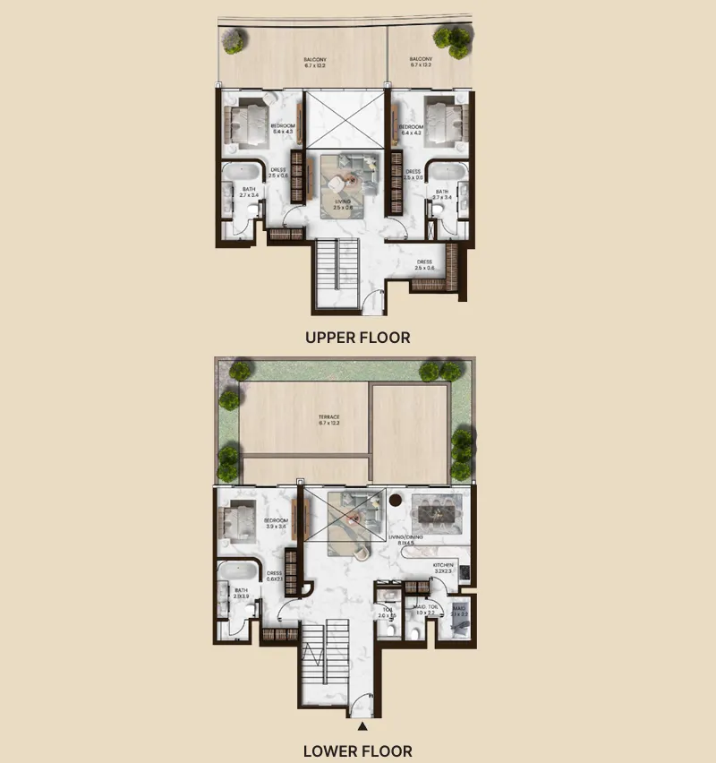 3.5 bedroom Townhouse floor plan at Saas Hills