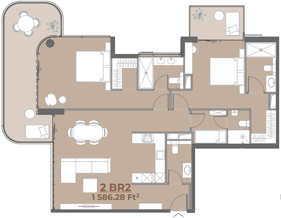2.5 bedroom Apartments floor plan at House of WELL