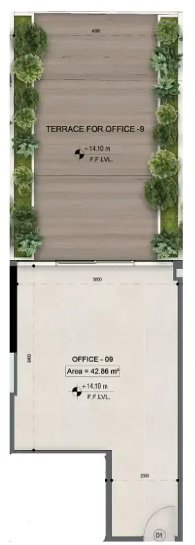  bedroom Office floor plan at Sky Line by Peace Homes