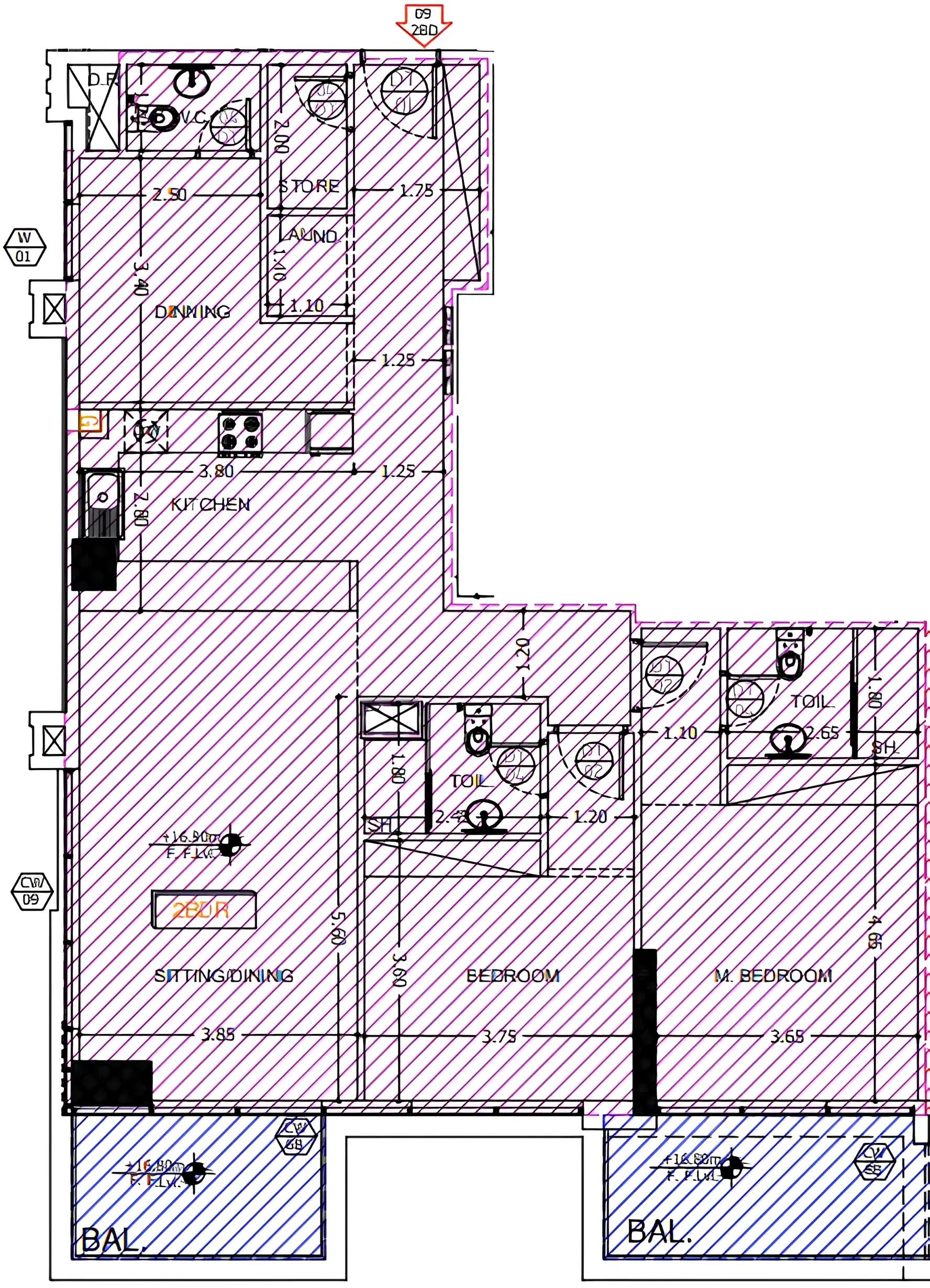 2.5 bedroom Apartments floor plan at Sea View Residence