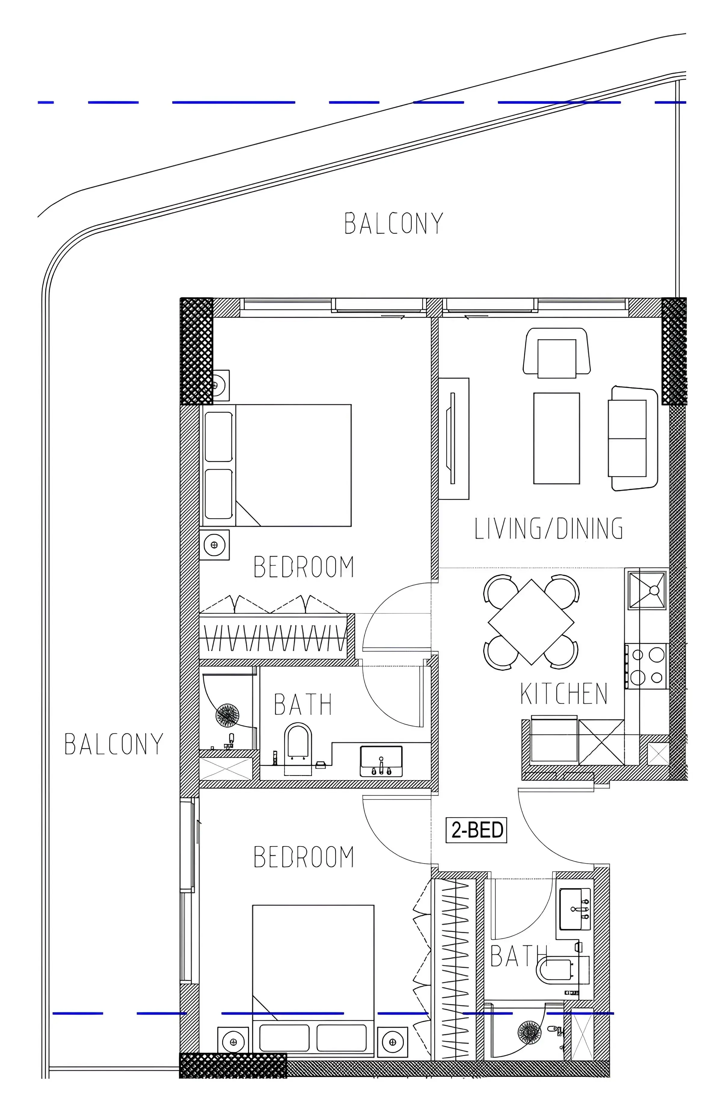 2 bedroom Apartments floor plan at Elo 2 and 3 Damac