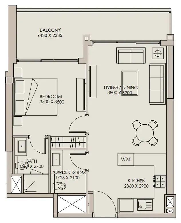 1 bedroom Apartments floor plan at Nirvana Residences 1