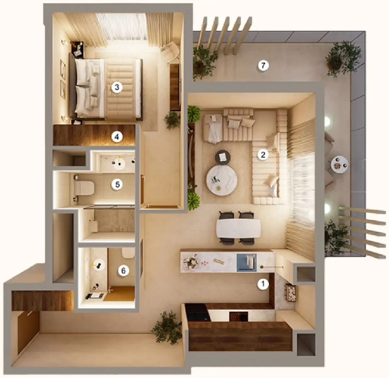 1 bedroom Apartments floor plan at Q Gardens Aliya