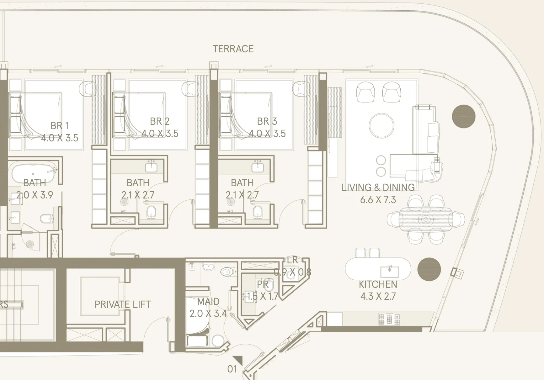 3.5 bedroom Apartments floor plan at Saas Hills