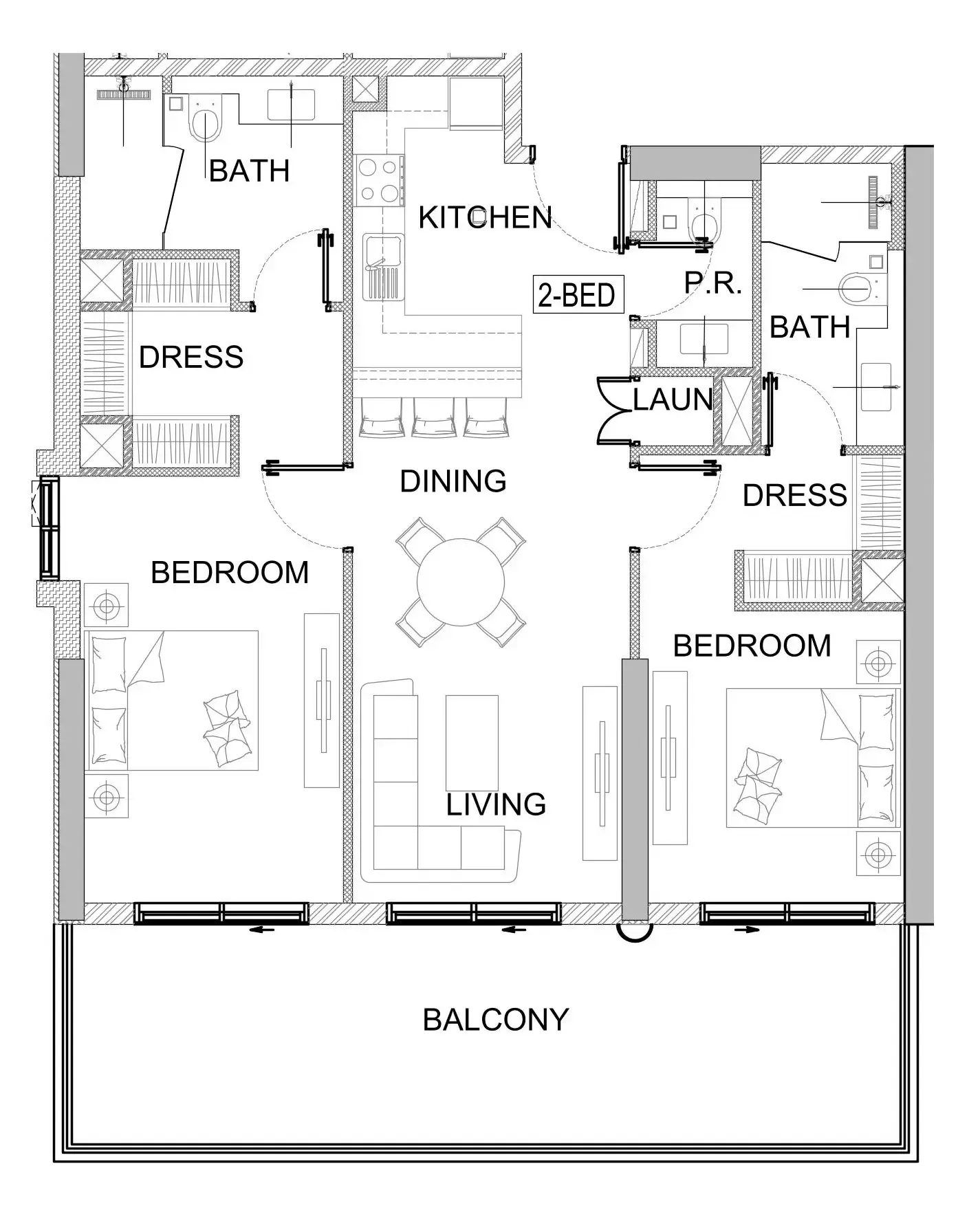 2 bedroom Apartments floor plan at Valencia