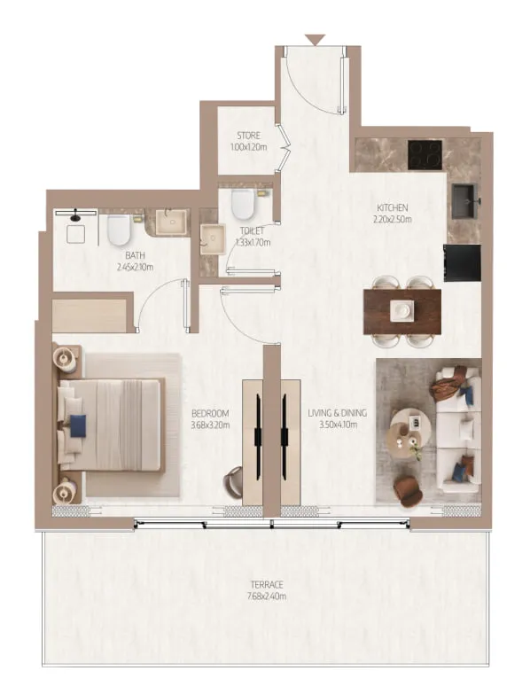 1 bedroom Apartments floor plan at Tavora Grand