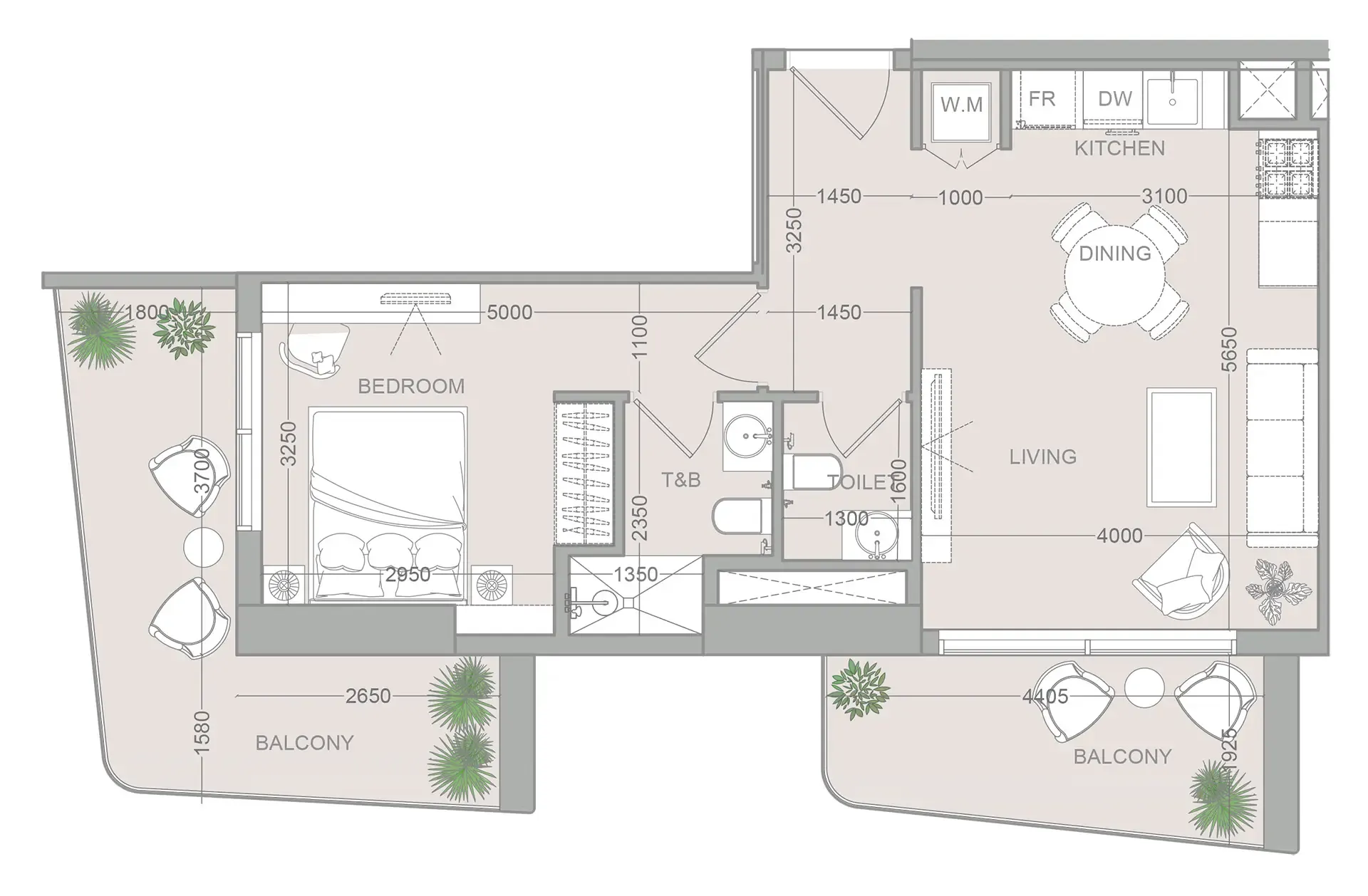 1 bedroom Apartments floor plan at ELAR1S Sky
