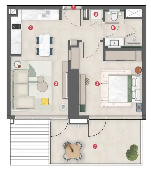 1 bedroom Apartments floor plan at Rove Home Meydan Horizon